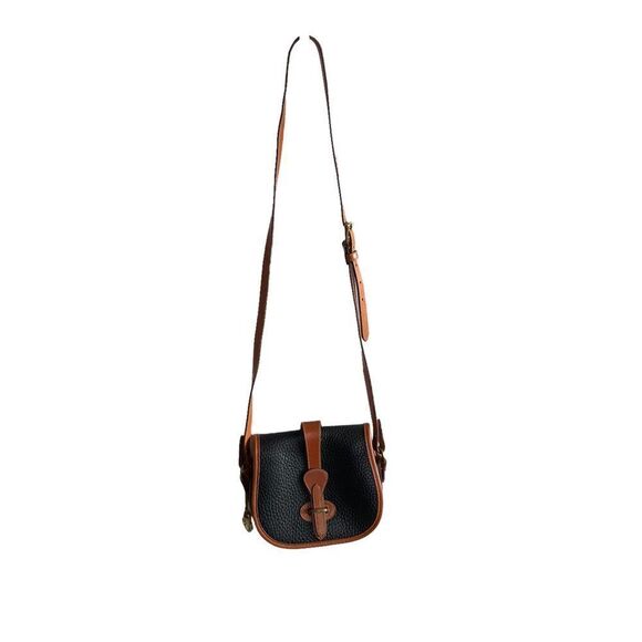 Dooney and Bourke ~Vintage ~ black with tan ~ crossbody bag ~ made in USA - Picture 4 of 12